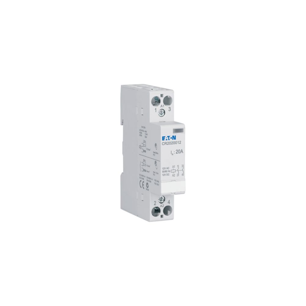 Installation contactor, 20A, 12V AC/DC, 2NO